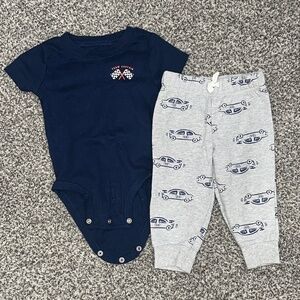 Baby boy car onsie and pant outfit
